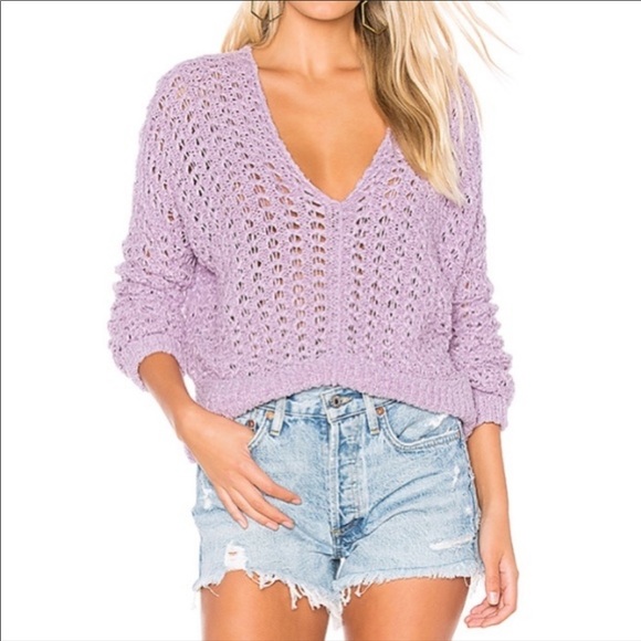 Free People Best of You lavender open knit v neck sweater - Picture 9 of 9